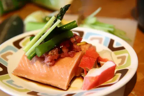 Красная рыба в имбирном соусе