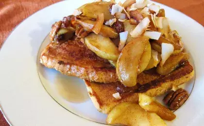 Гренки с яблоками и сыром