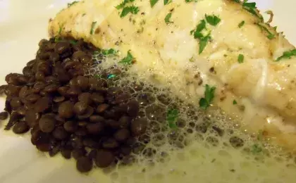 Рыба с чечевицей