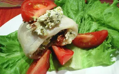 Рулеты из морского окуня с овощами