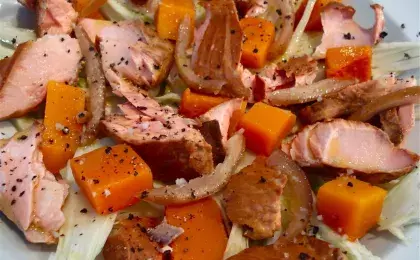 Форель с тыквой на пару